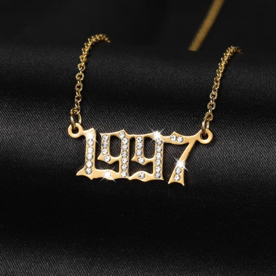 Customized gold chain year digital pendant necklace for men and- women jewelry memorial gifts