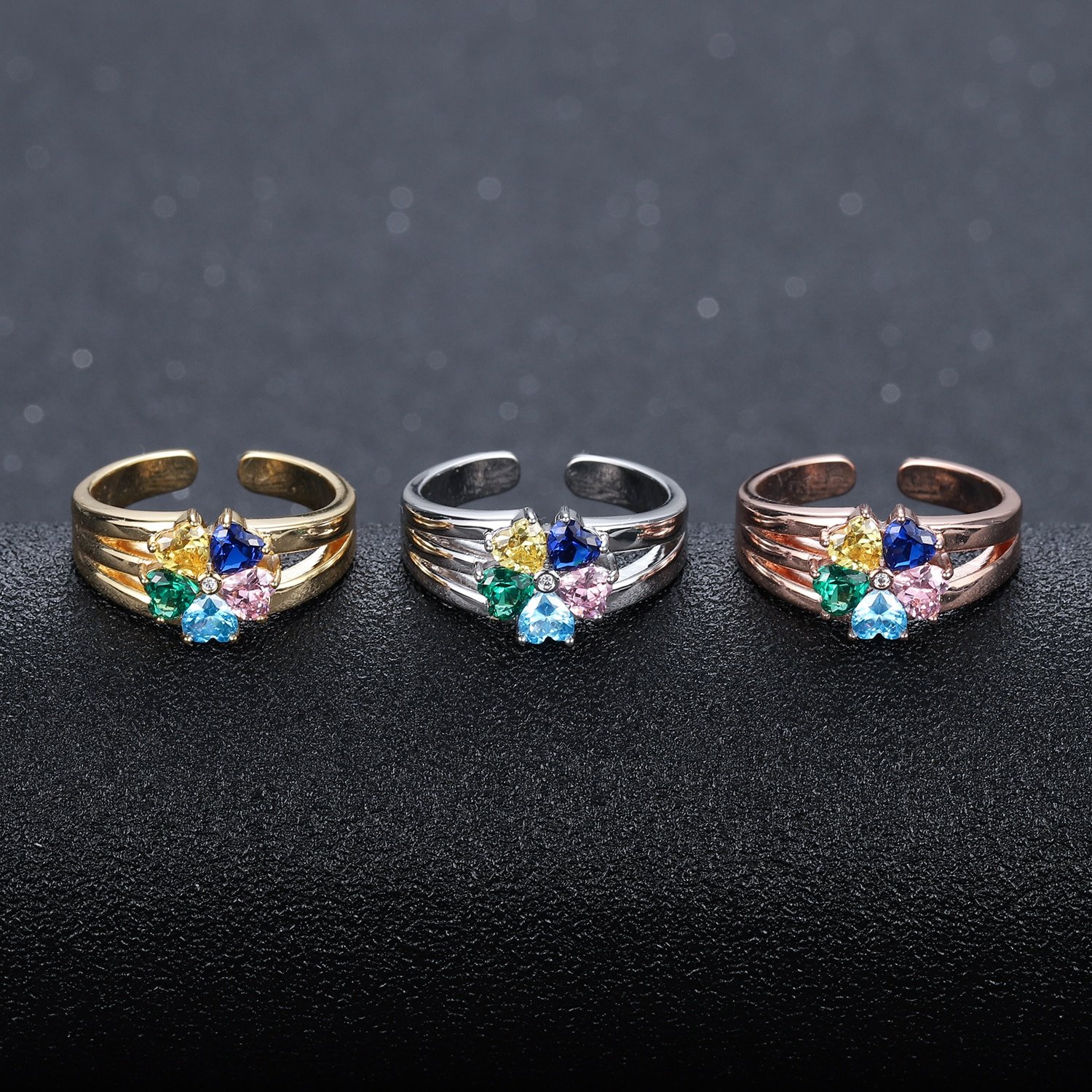 Family ring custom five 5 heart shape symbol birthstone ring for women mother wife daughter with all family members name christmas family gifts
