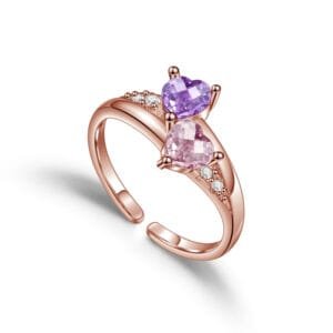 Fashion couple custom name ring for mom grandma engraved love heart shaped birthstones