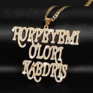 Iced Out Triple Name Necklace