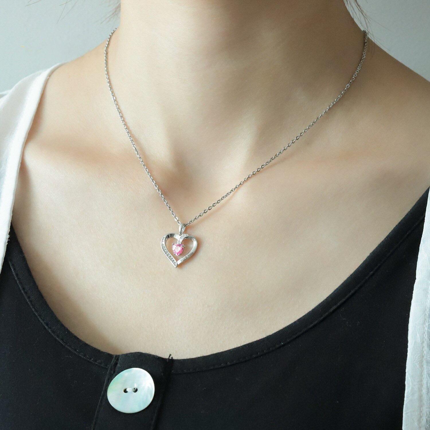 Birthstone Heart Name Necklace - Image 4