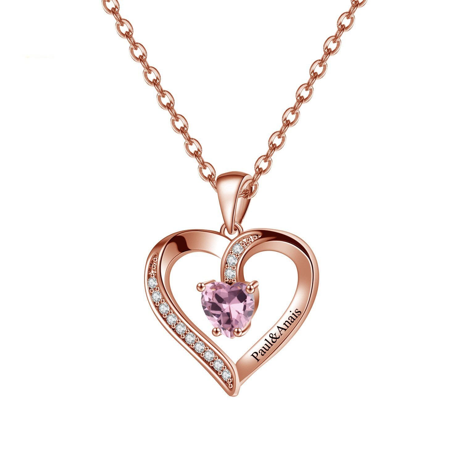 Birthstone Heart Name Necklace - Image 3
