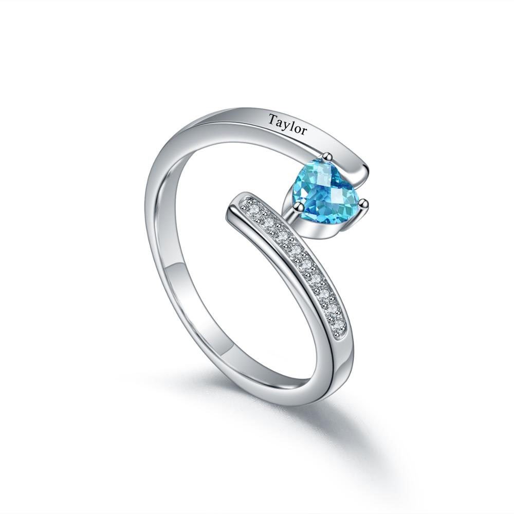 Sterling silver heart shape birthstone for grand mother gift couple love sparkling