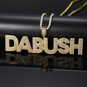 Superior Iced Out Crystal Fully Iced Usa Made High Quality Tennis Rope Cuban Chain Rap Hip Hop Name Necklace For Men Women