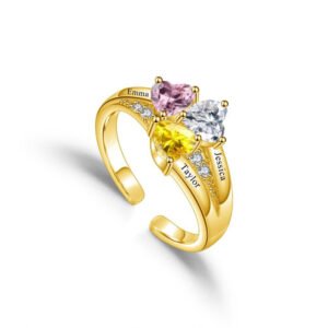 Three heart birthstone gift for mom grandma Christmas birthday mothers day