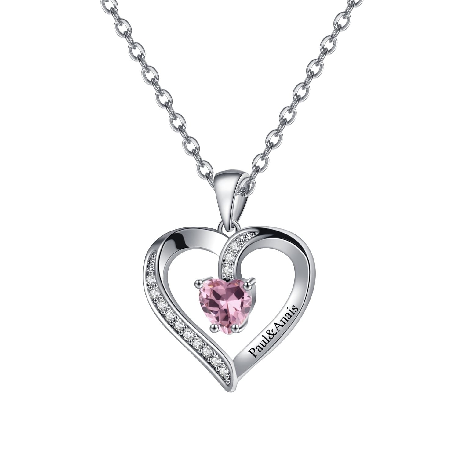 Birthstone Heart Name Necklace - Image 5