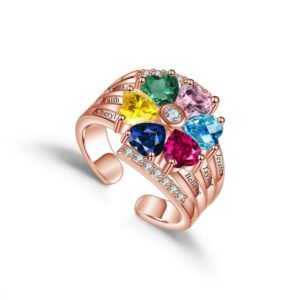 birthstone engraved name ring for mothers day grand mothers day best birthday gift to her with 6 names and birthstones