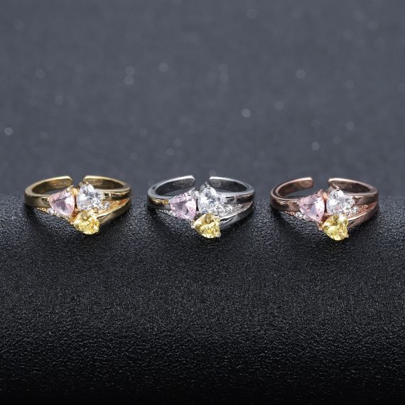 family love three heart ring birthstones engraved ring for women sister daughter