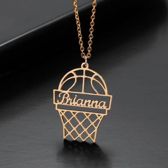 Custom Made Basketball Name Necklace Basketball Ring With My Name Necklace High Quality Custom Name Necklace For Basketball Players Fans