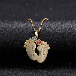 Baby Feet Birthstone Necklace