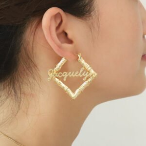 Bamboo Rhombus Name Earrings