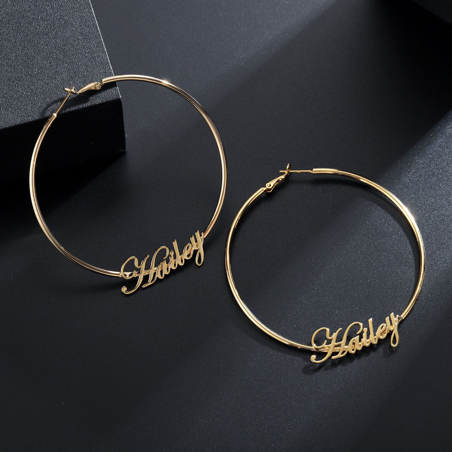 Big Hoop Cursive Earrings - Image 2