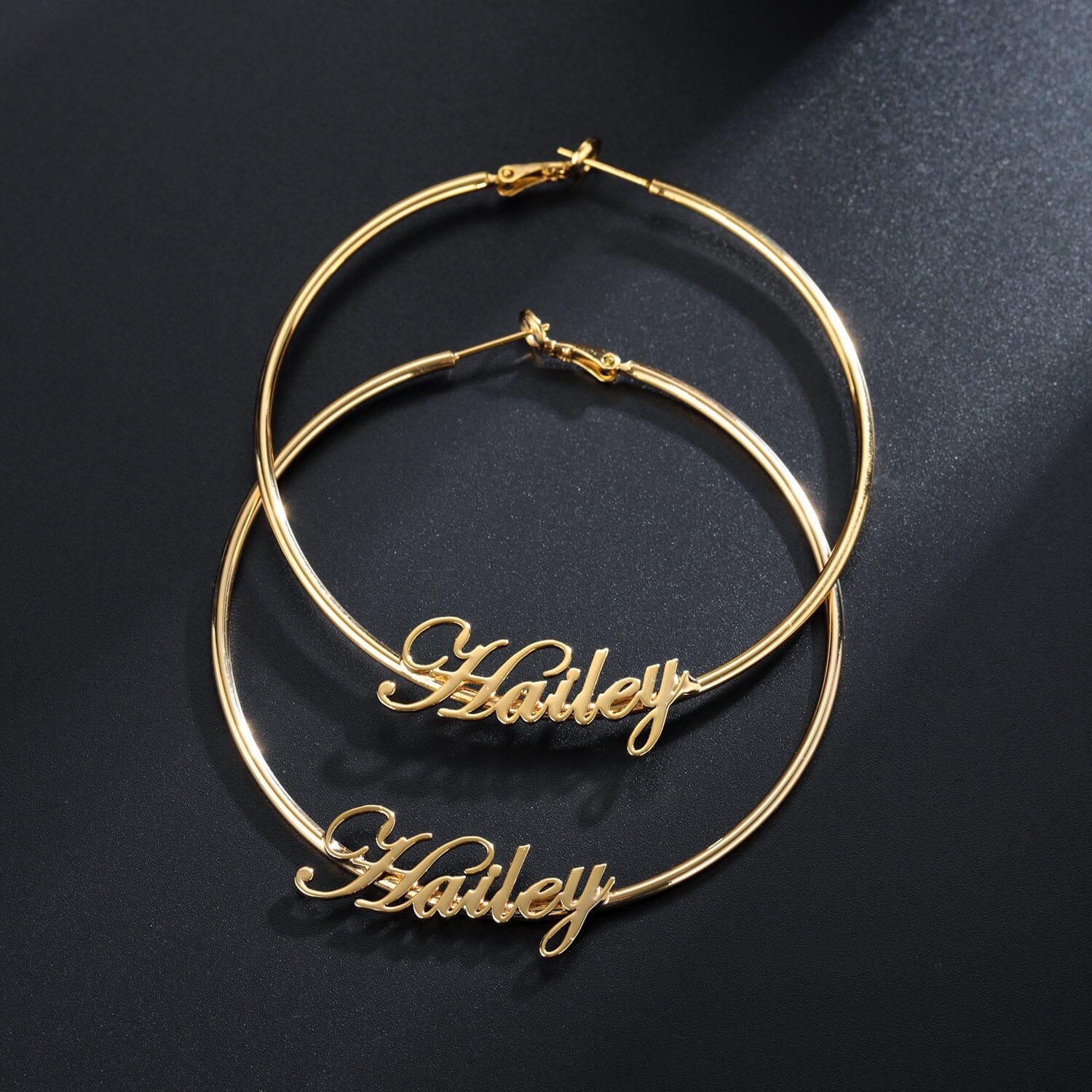 Big Hoop Cursive Earrings - Image 3