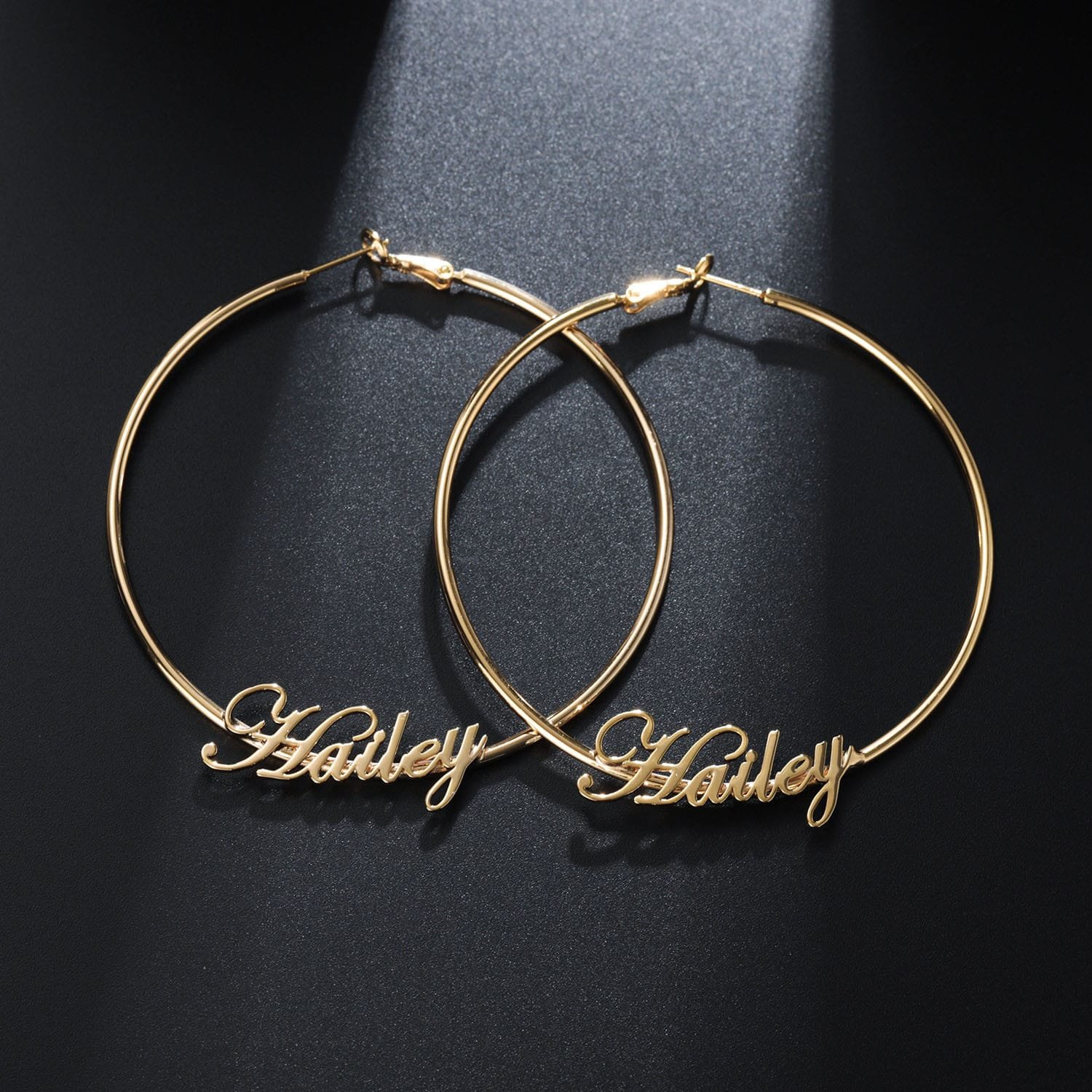 Big Hoop Cursive Earrings - Image 4