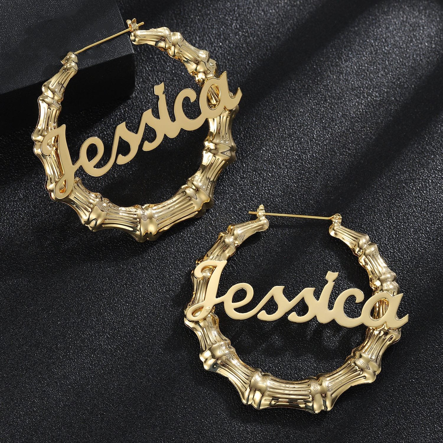 Bamboo Cursive Name Earrings