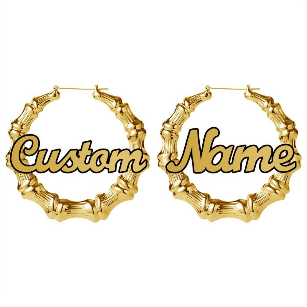 Bamboo Cursive Name Earrings - Image 3