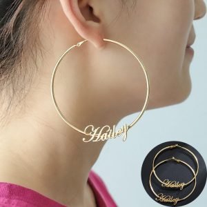 Big Hoop Cursive Earrings