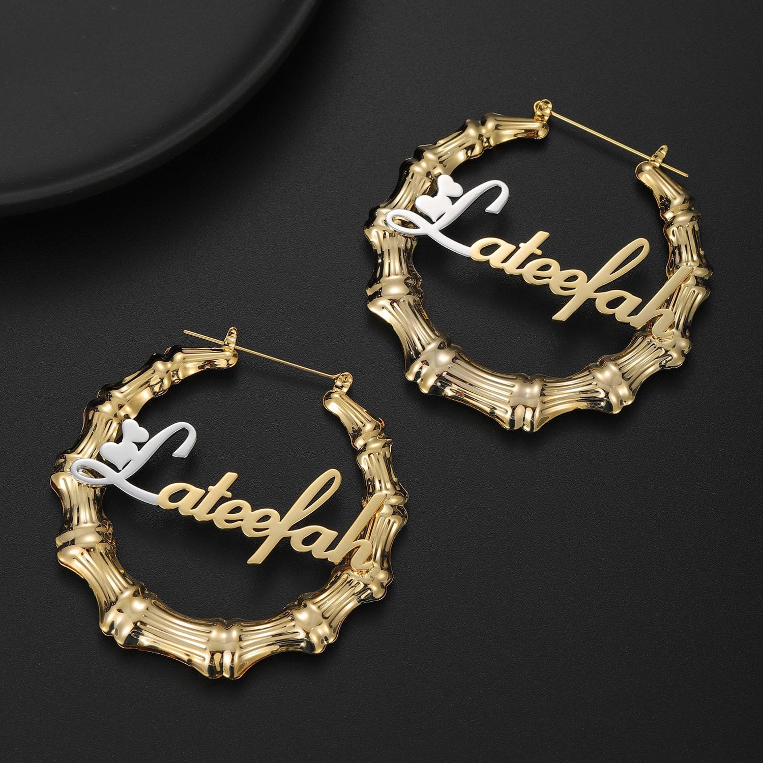 Initial Hearts Name Earrings - Image 2