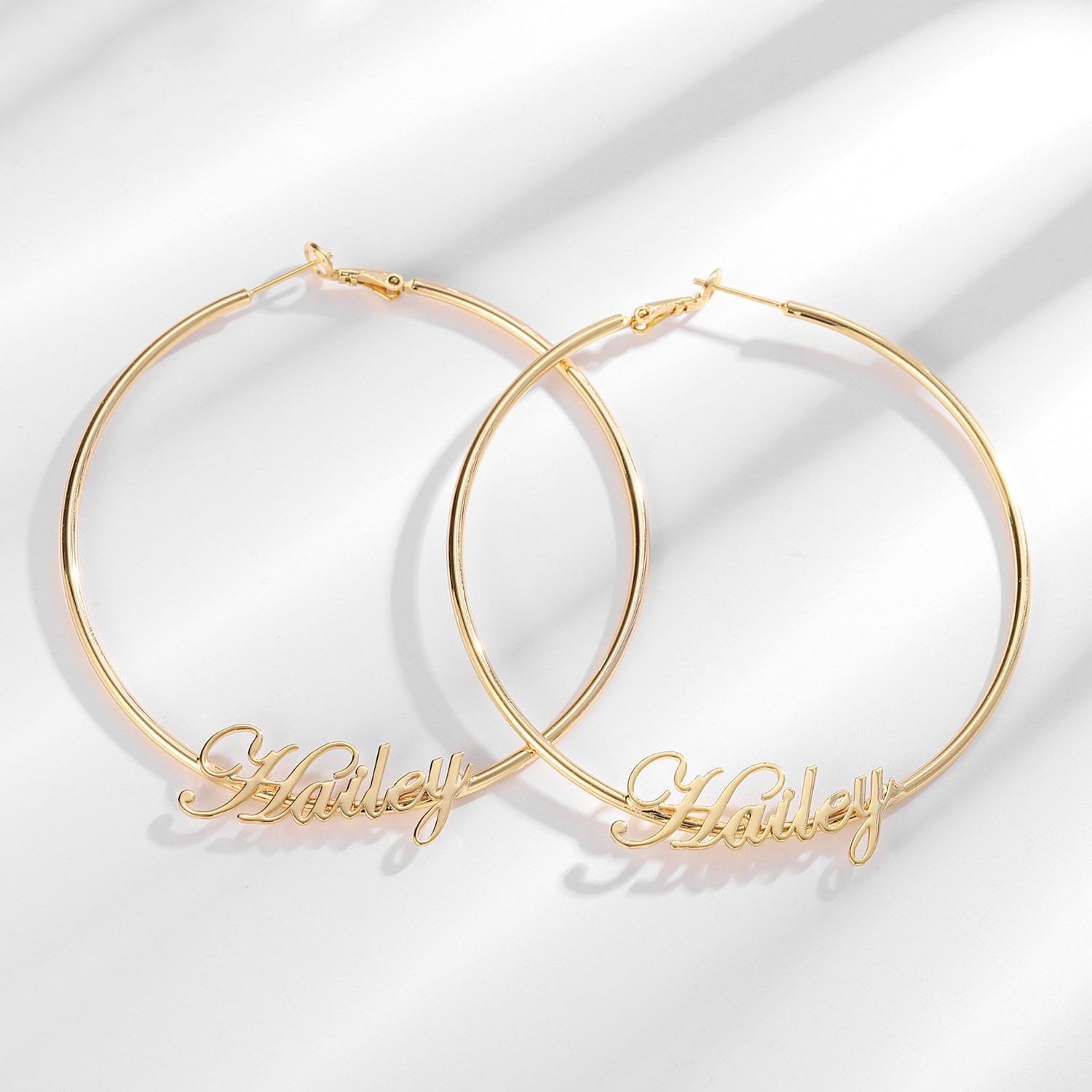 Big Hoop Cursive Earrings - Image 5