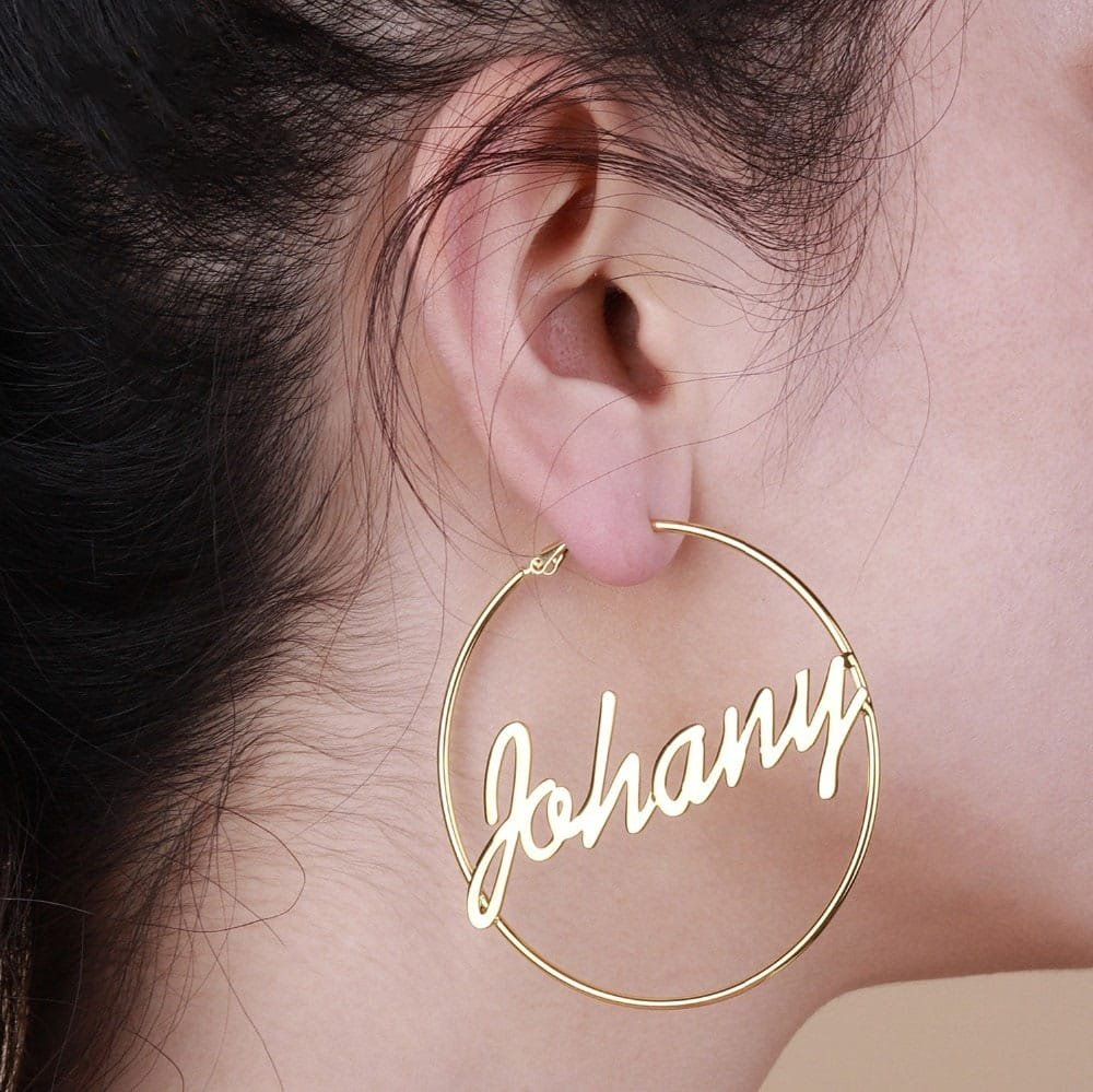Cursive Name Hoop Earrings