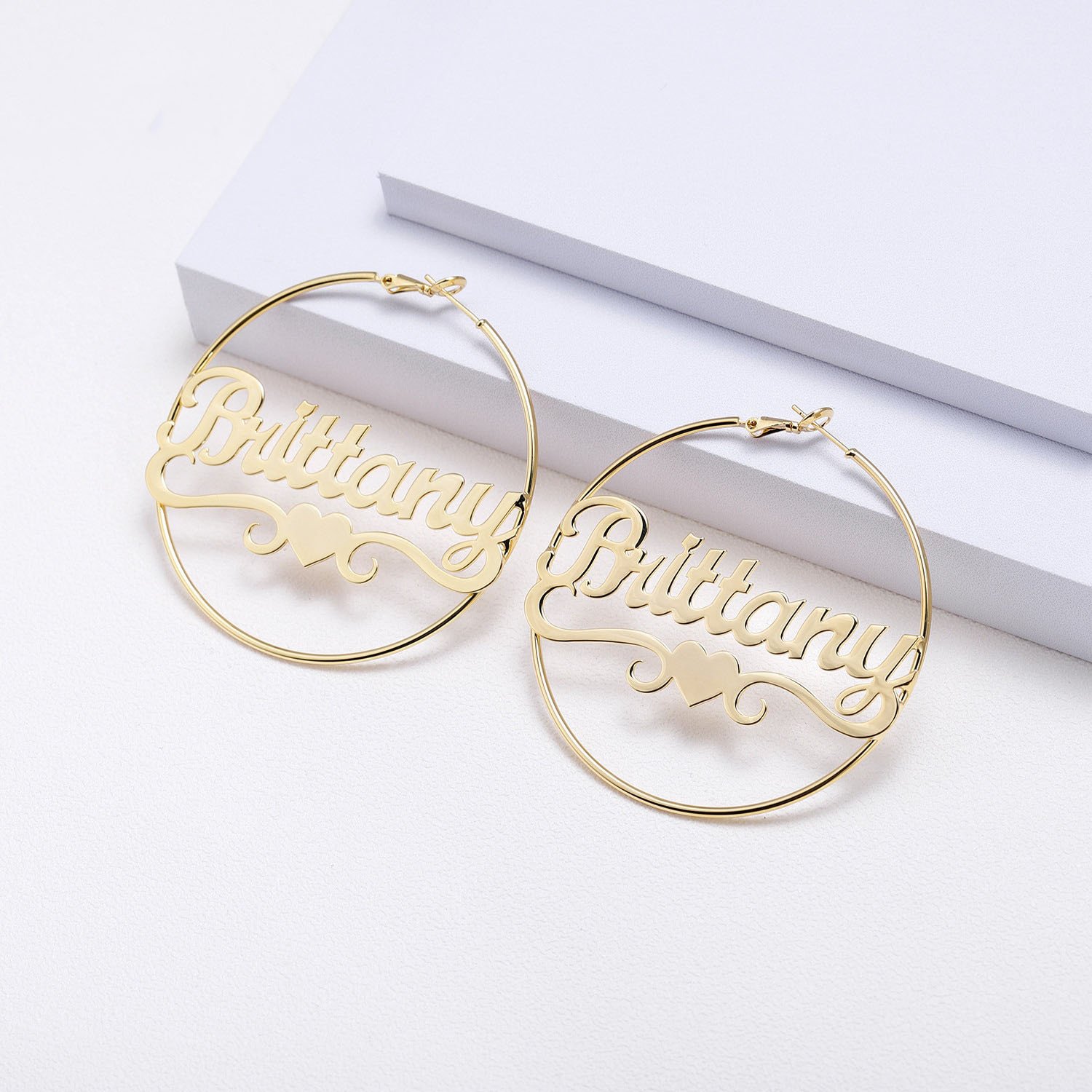 Heart Name Hoop Earrings - Image 7