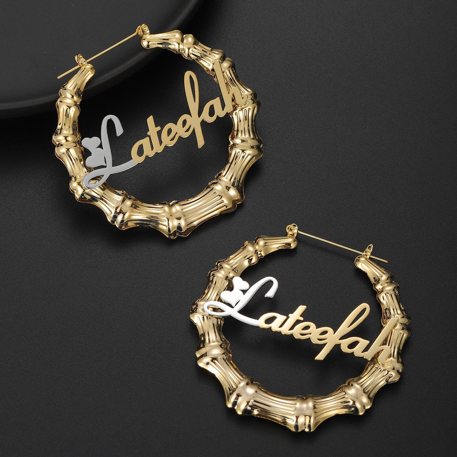 Initial Hearts Name Earrings