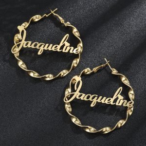 Twisted Hoop Name Earrings
