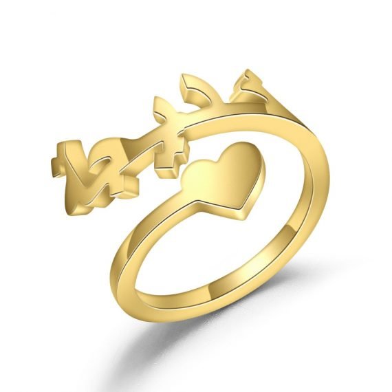 Personalized name rings gold color custom arabic ring heart sprial for women high quality stainless steel