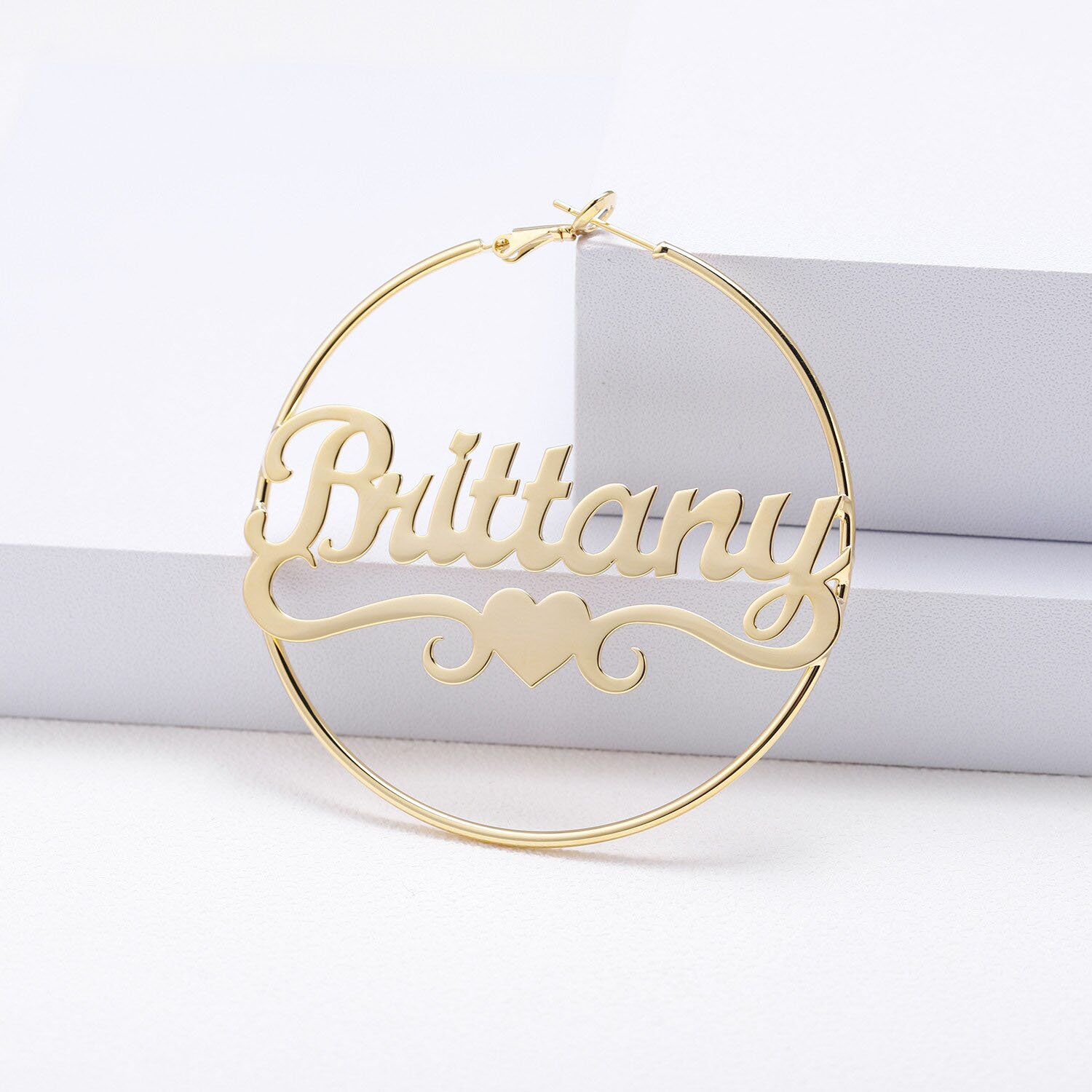 Heart Name Hoop Earrings - Image 10