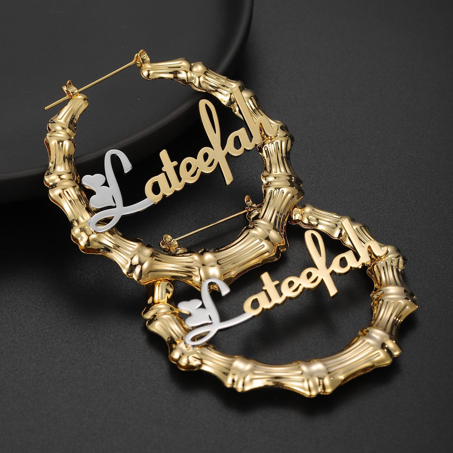 Initial Hearts Name Earrings - Image 4