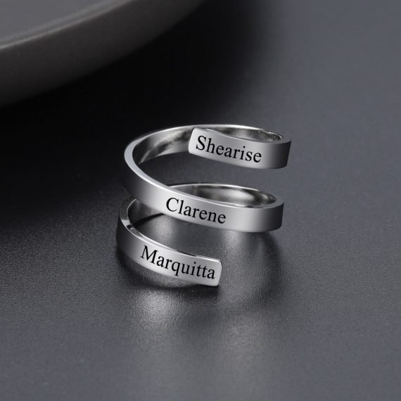 Sprial three names ring high quality stainless steel ring gold jewelry personalized name ring