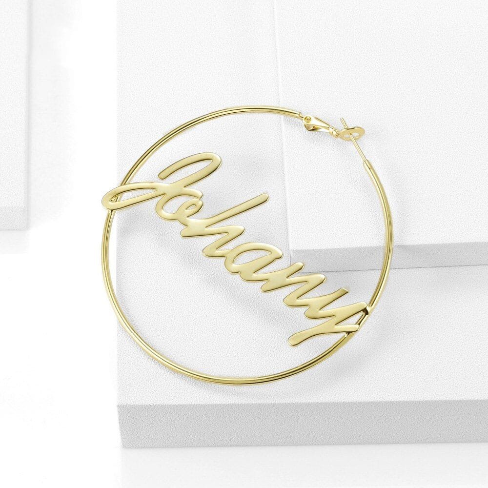 Cursive Name Hoop Earrings - Image 3