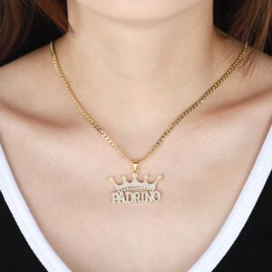 Custom crown bling iced out crystal name necklace in 18 inches size girl model jewelry necklace image