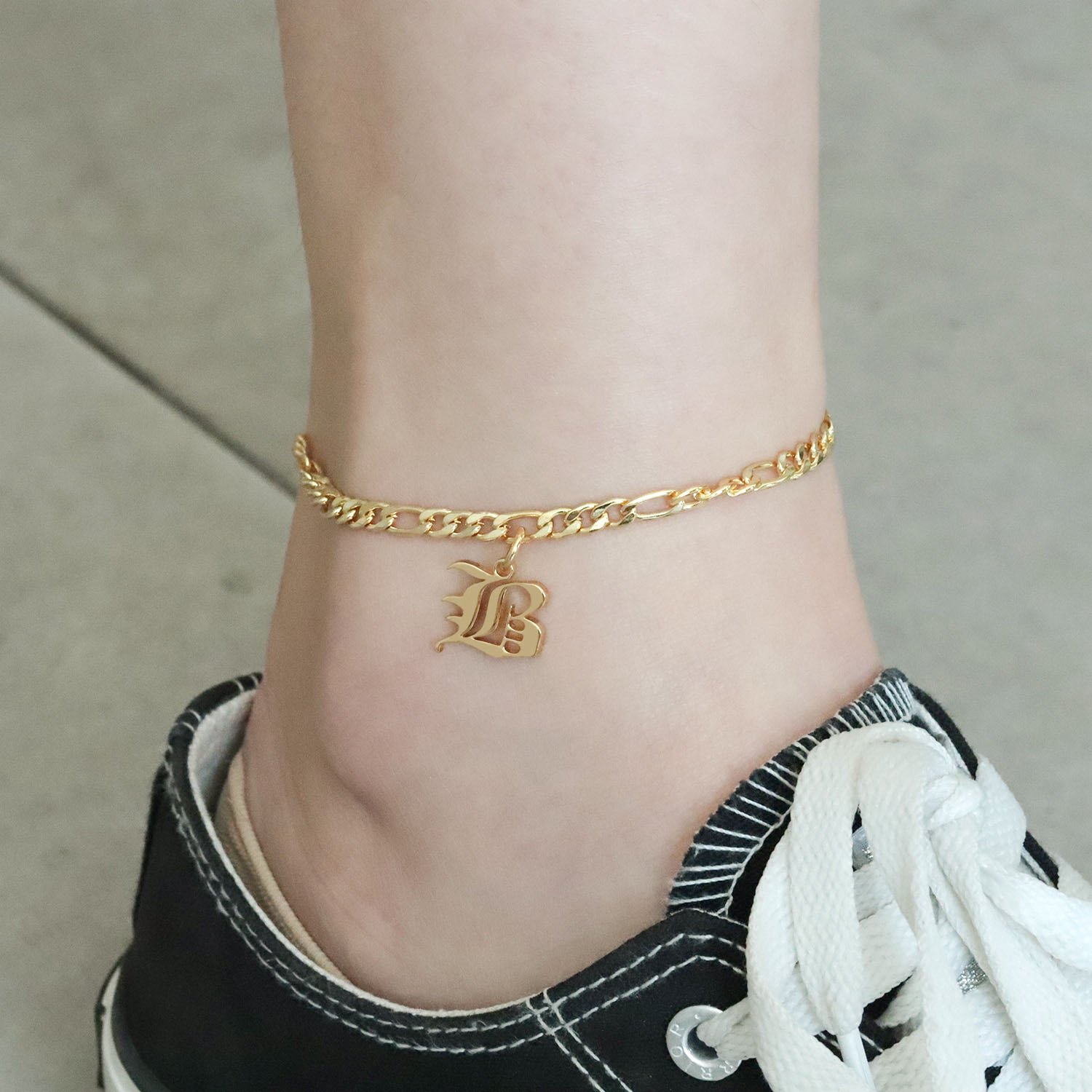 Old English Single Letter Anklet - Image 2