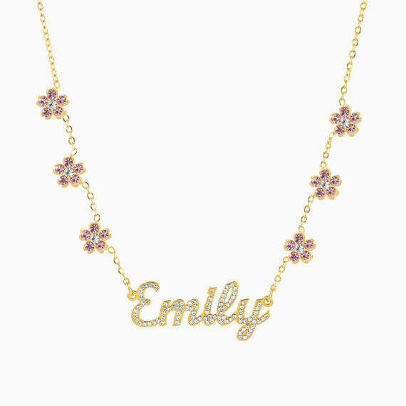 Sparkling Flower Name Necklace