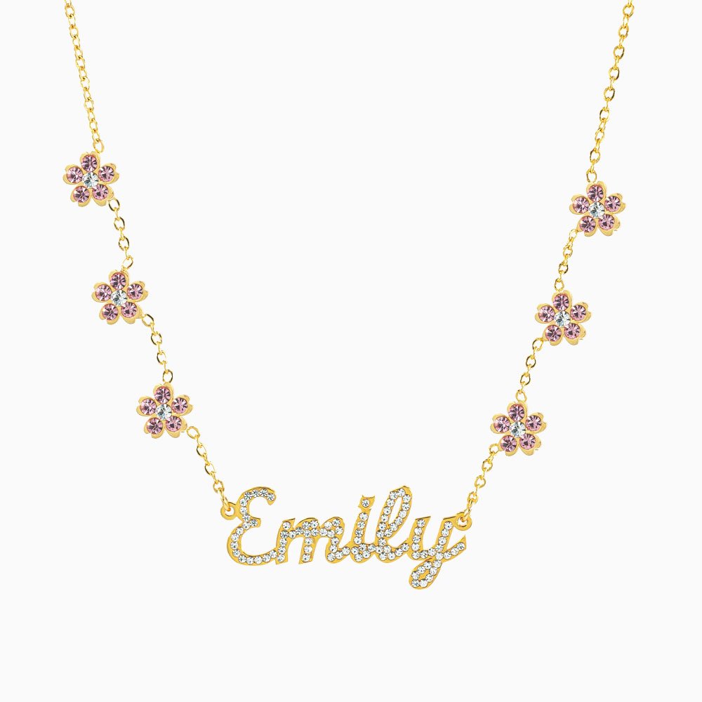 Sparkling Flower Name Necklace