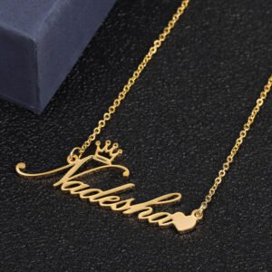 crown heart name necklace for personalized custom name necklace lady gift ideas chain