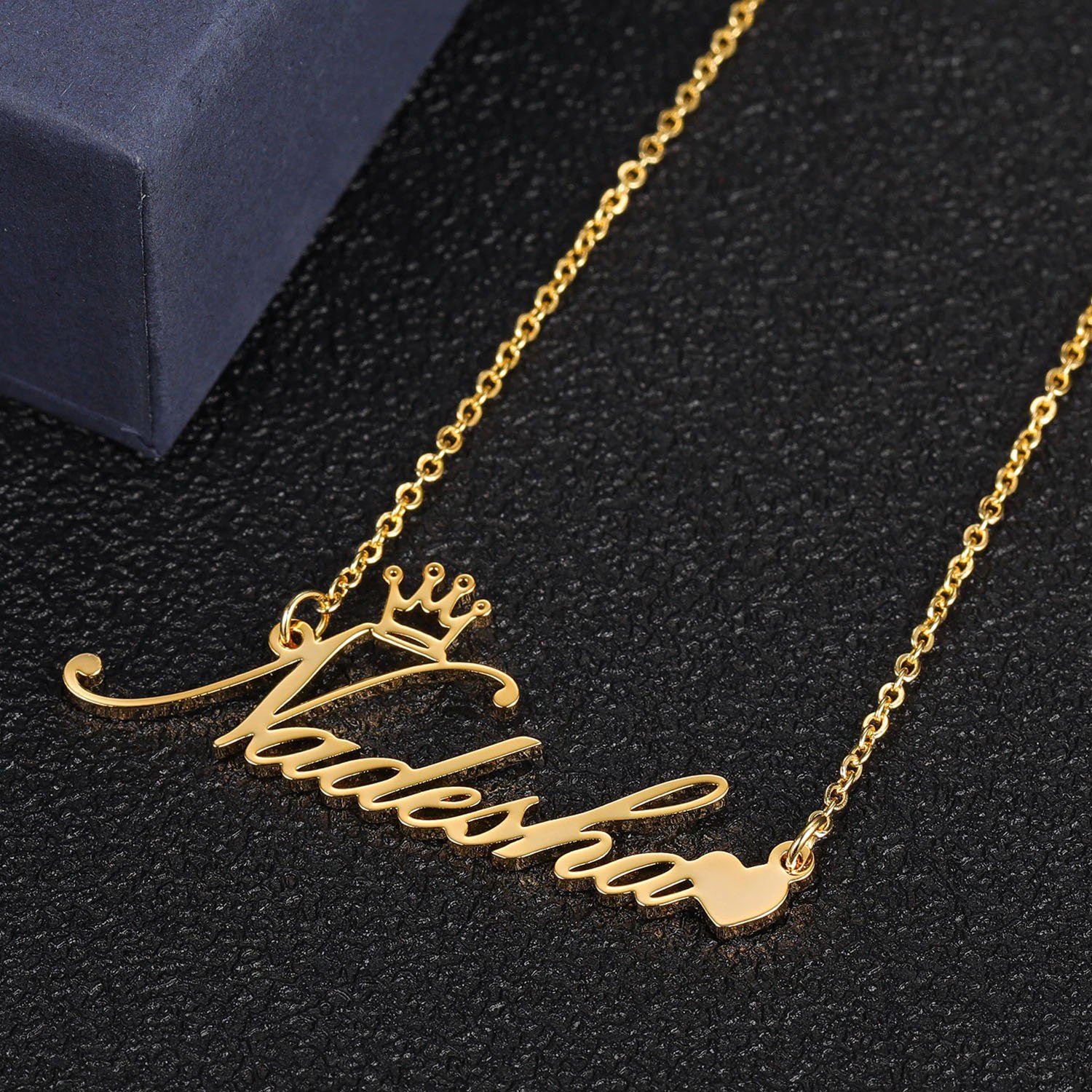 crown heart name necklace for personalized custom name necklace lady gift ideas chain
