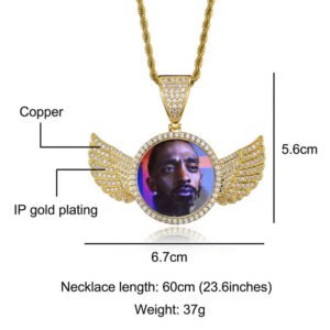 custom wings photo necklace dimensions