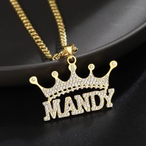 iced out crystal crown hip hop jewelry name necklace beceff queen bespoke jewelry lovers