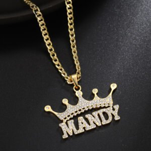 mandy crown name necklace with personalized custom name hip hop crystal necklace customized jewelry