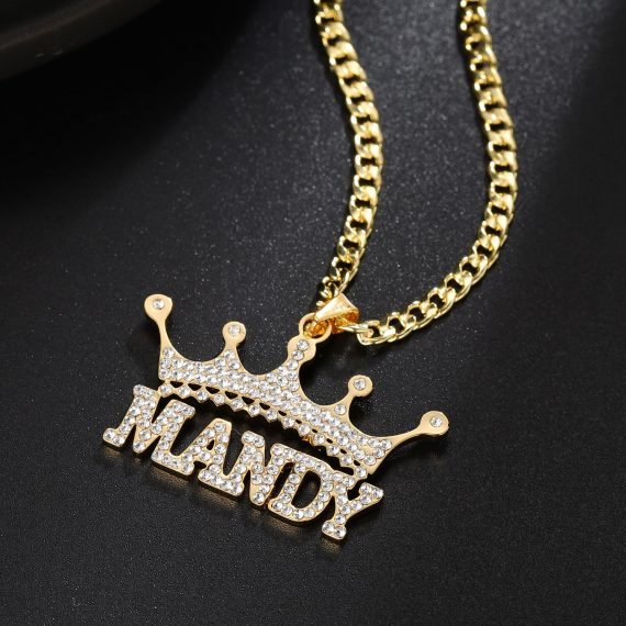 personalized crystal paved CZ stainless steel gold plated name necklace for men and women in hip hop fashion jewelry collection