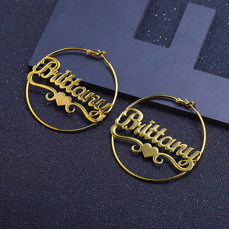 Stainless-steel-name-necklace-personalized-gift-women-female-heart-hoop-earrings