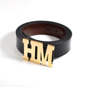 English monogram 2 bold block letters custom belt buckle design