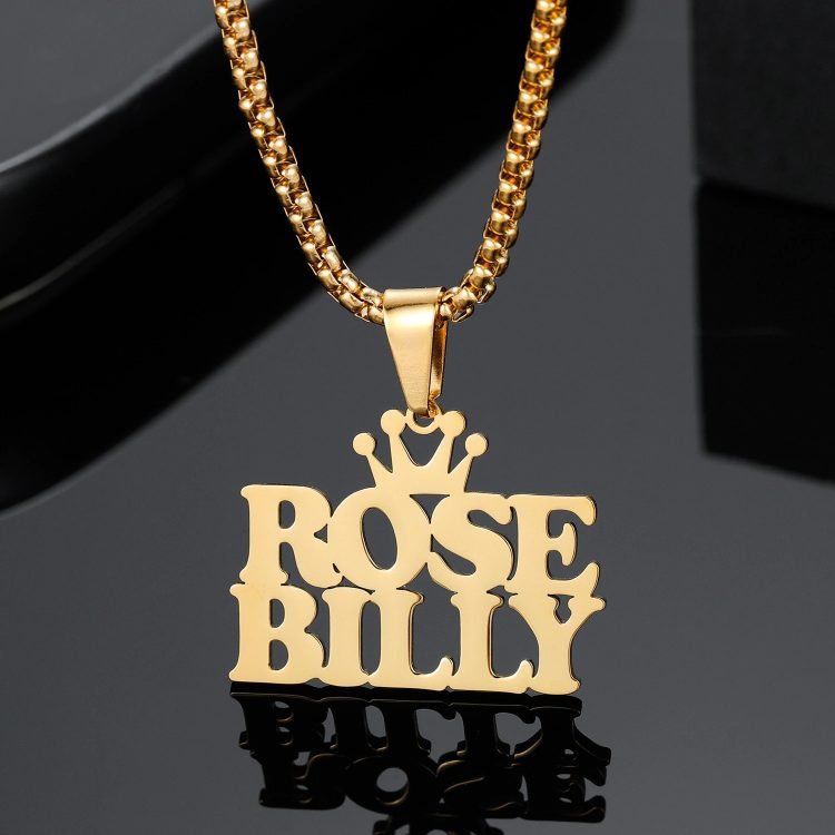 Gold Silver Rose Gold Color Plated High Quality Stainless Steel Name Necklace For Ladies My Crown Name Necklace Personalized Jewelry For Casual Use