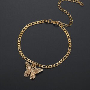 anklet design for women with butterfly love