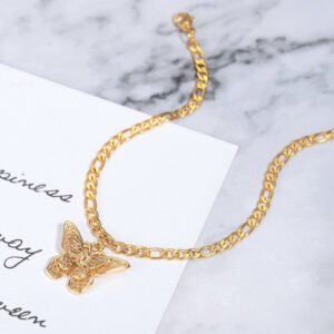 calm anklet design with butterfly