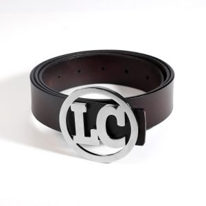 customizable personalized belt buckle for men with 2 letters silver color