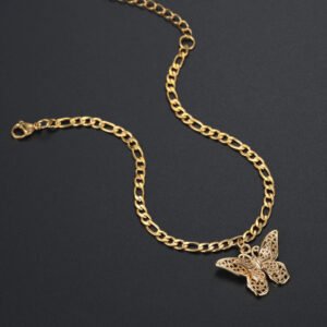 fashion animal birds love butterfly anklet bracelet design with cuban chain