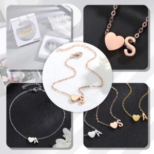 initial letter heart anklet design letter A and letter S